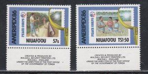 Tonga - Niuafo'ou # 74-75, Ameripex '86, Mint NH, 1/2 Cat.