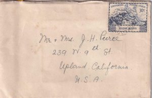 1949, Hong Kong to Upland, CA, Solo 30c UPU Issue, See Remark (43713)