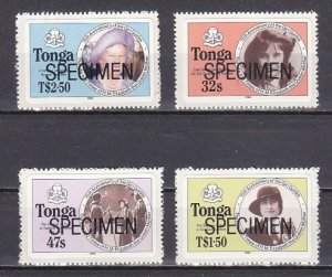 Tonga, Scott cat. 608-611. Girl Guides issue. Queen as a Girl Guide. SPECIMENS.