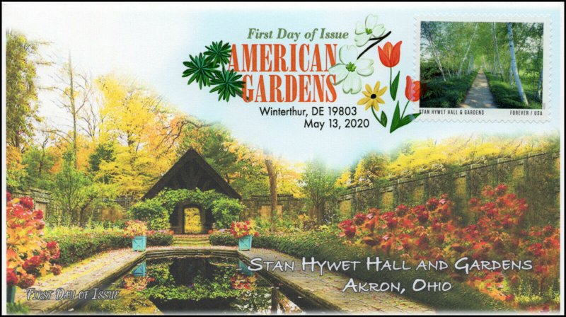 20-123, 2020, American Gardens, Digital Color Postmark, First Day Cover, Stan Hy 