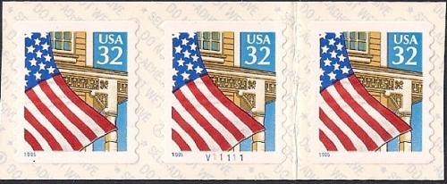 #2915 32 cents Flag over Porch, Coil Pl# mint OG NH XF