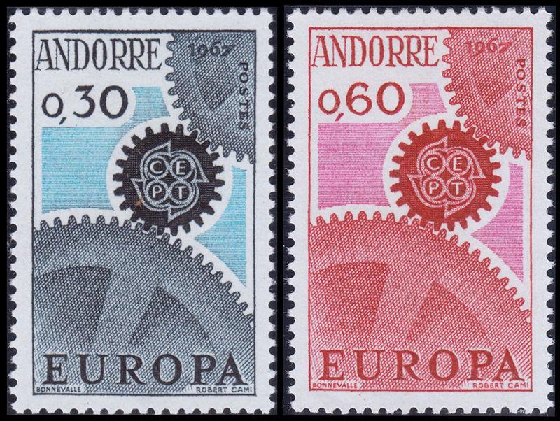 French Andorra Scott 174-175 (1967) Mint LH VF, CV $10.75