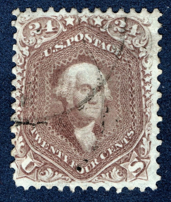 [0939] 1861 Scott#70 used 24¢ red lilac cv :$300