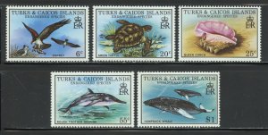 Turks & Caicos Scott 380-84 MNHOG - 1979 Endangered Species - SCV $6.55