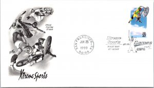 FDC 1999 SC #3322 Artcraft, BMX Biking- San Francisco CA - Single - J2334