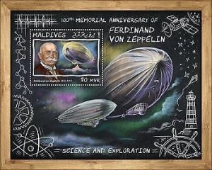 2017 Maldives. Ferdinand Von Zeppelin. Michel: 7072 / Bl.1079. Scott Code: 3954