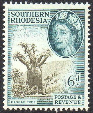 Southern Rhodesia 1953 6d Baobab tree MH