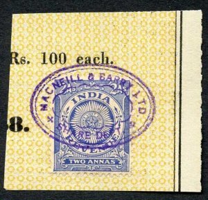 India KGV 2a Revenue Stamp on piece