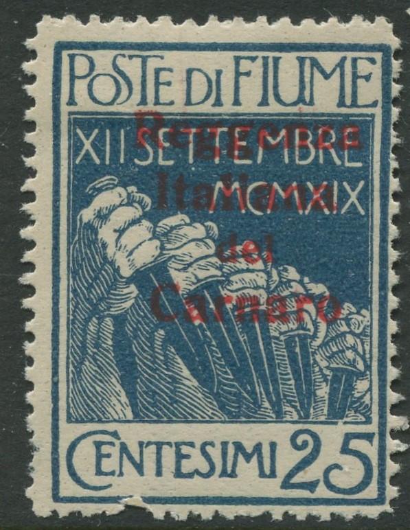 Fiume - Scott 112 - Overprint -1920 - MLH - Single 25c Stamp