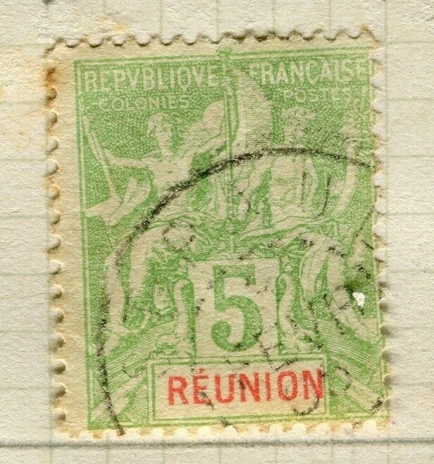 FRENCH  REUNION 1892 classic Tablet Type issue used 5c. value