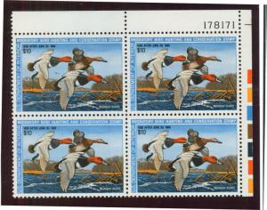 U.S. - RW54 - Plate Block - EXTRA FINE - Never Hinged 