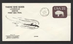 NAVAL COVER - USS LOUISVILLE SSN-724 - 1st SEA TRIAL - DON WILSON CACHET