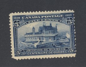 Canada 1908 Quebec Stamp #99-5c MH Fine Guide Value = $45.00