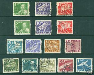 SWEDEN  Scott 248-62 Used 1936 complete used set CV $31