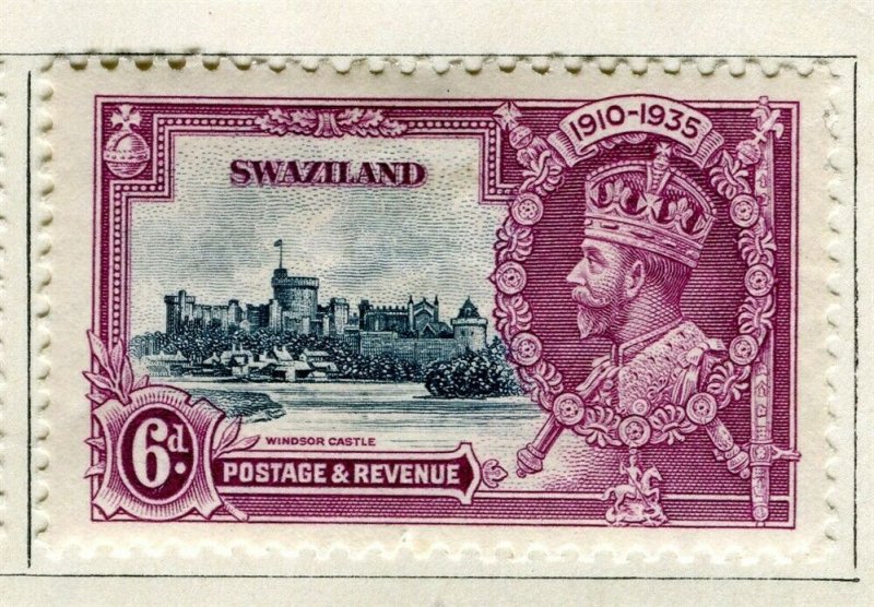 SWAZILAND; 1935 early GV Jubilee issue Mint hinged 6d. value