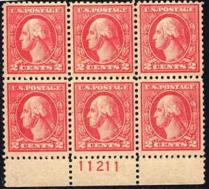 1920 US Stamp #527 A140 2c Plate Block of 6 Catalogue Value $350 