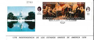 Colombia # 846, U.S. Bicentennial, Strip of 3 Different, First Day Cover