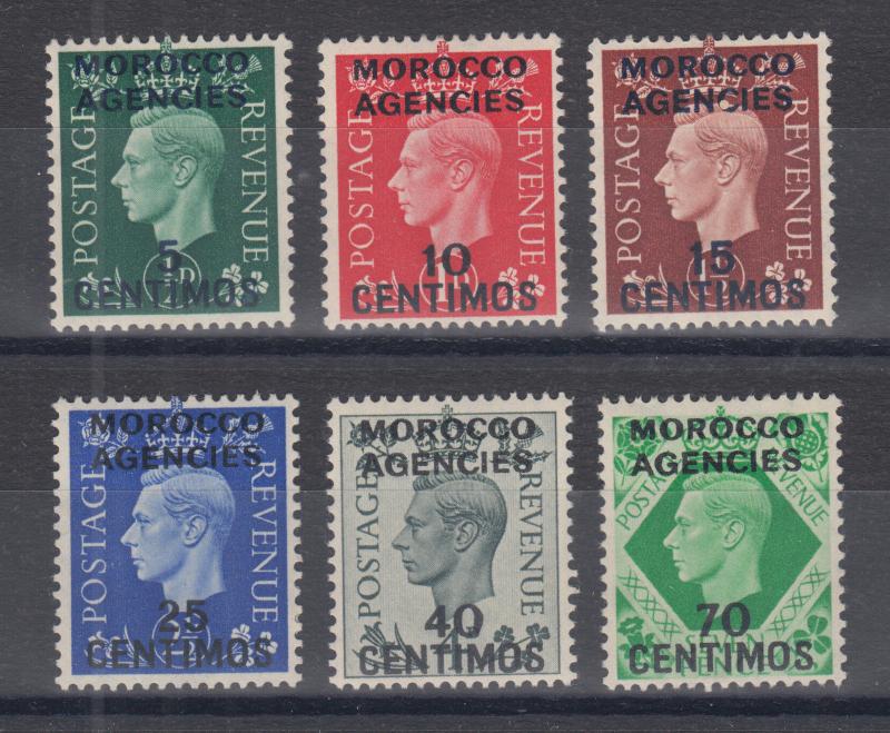 Great Britain, Morocco Sc 83-88 MLH. 1937-40 KGV surcharges, complete set