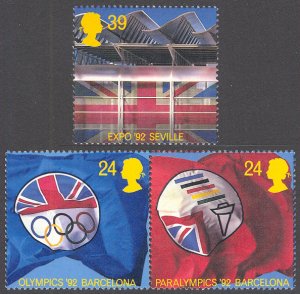 Great Britain 1992 Scott #1451-1453 Mint Never Hinged