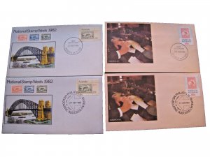 AUSTRALIA FDCs -  1982 & 1984  -  National Stamp Week & AUSIPEX 84      (aus36)