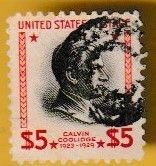 US SCOTT#834 1938 $5 CALVIN COOLIDGE - USED