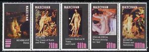 NACHICHIVAN - 1997 -Nude Paintings-Perf 5v Strip-Mint Never Hinged-Private Issue