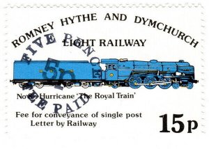 (I.B) Romney Hythe & Dymchurch Railway : Letter Stamp 15p (The Royal Train)