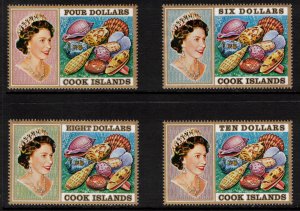 COOK ISLANDS 1975 $4-$10 Sea Shells; Scott 399-402l; MNH