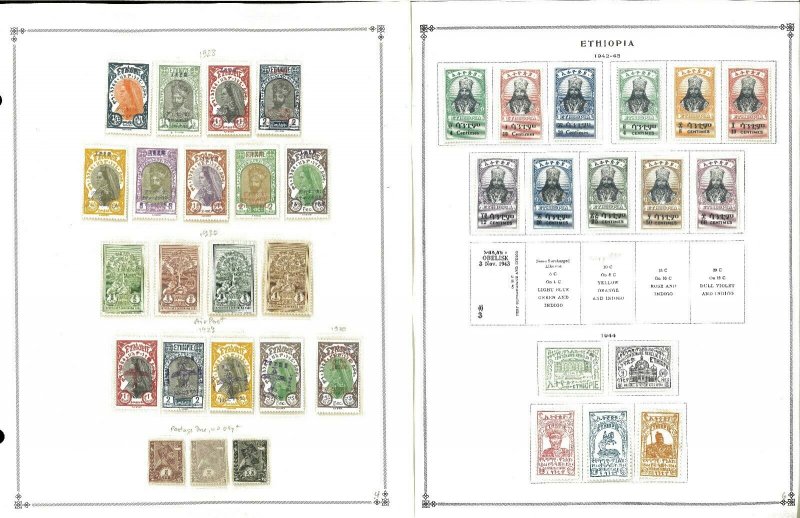 Ethiopia 1894-1992 Mint in Mounts & Used Hinged on Scott International Pages