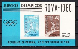 Panama, Scott cat. C237a. Rome Summer Olympics s/sheet.