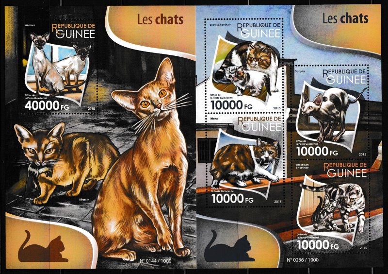 Guinea - CATS - Set + S.S. - MNH
