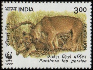 India 1767 - Mint-NH - 3r Four Asiatic Lions (WWF) (1999) (cv $2.35)