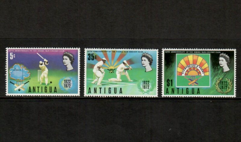 Antigua 1972 - Cricket Sports Club - Set of 3 Stamps - Scott #297-9 - MNH