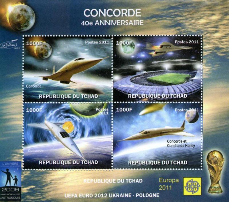 Chad 2011 CONCORDE Football UEFA Ukraine-Poland Sheet Perforated mnh.vf