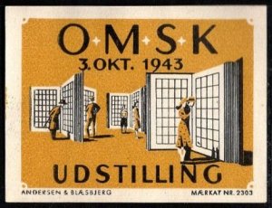 1943 Denmark Poster Stamp Omsk Exhibition October 3 Unused