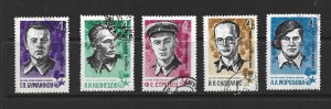 RUSSIA - 1966 HEROES OF WORLD WAR II - SCOTT 3202 TO 3206 - USED