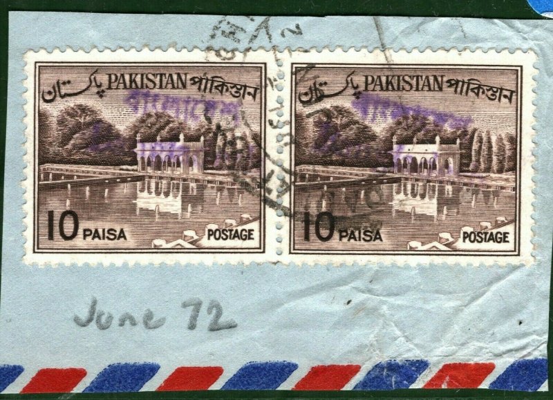 Pakistan Stamps Piece 10p Pair *BANGLADESH* Overprints Used 1972 BLBLUE15