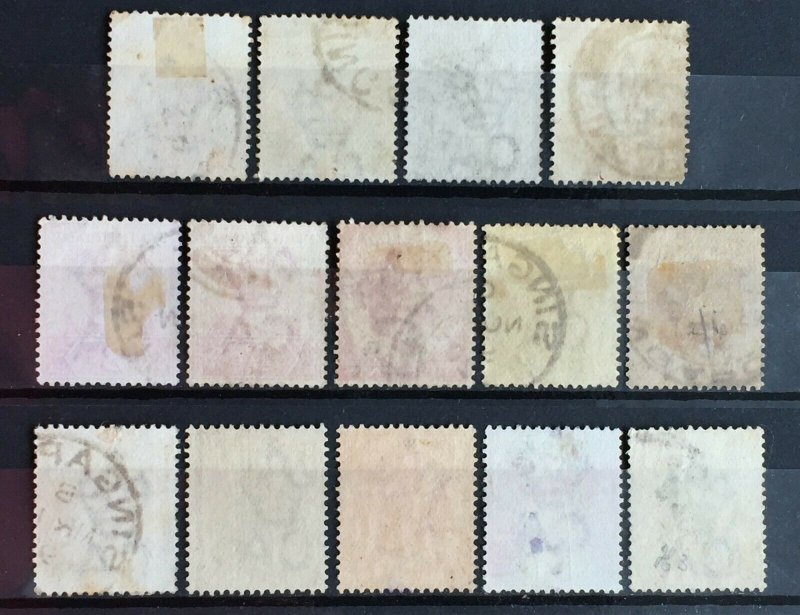 Malaya Straits Settlements 1892-99 QV 14V shades & varieties used SG #95-104