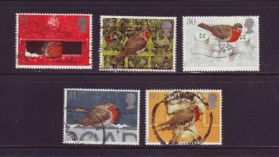 Great Britain Sc 1634-8 1995 Christmas Robins stamps used