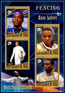 Stamps. Sports. Fencing 2019 1+1 sheets perforated