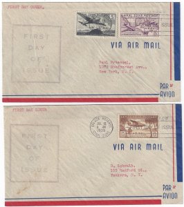 US CANAL ZONE 1939 AIR MAIL TWO FDCs JUL 15 39 Sc C15 C16 C17