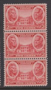 USA Sc#786 MNH Block of 3