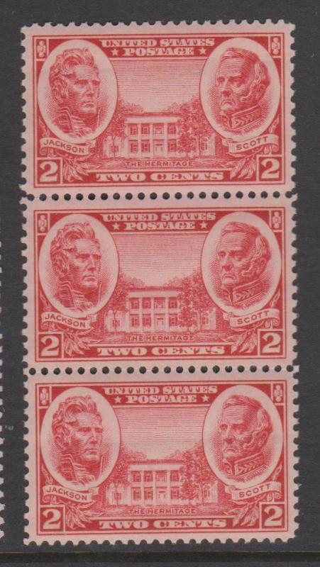 USA Sc#786 MNH Block of 3