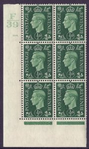 1937 ½d Green Dark colours F39 105 Dot state (i) block 6 UNMOUNTED MINT/MNH