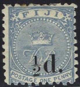 FIJI 1892 VR MONOGRAM SURCHARGED ½D ON 1D