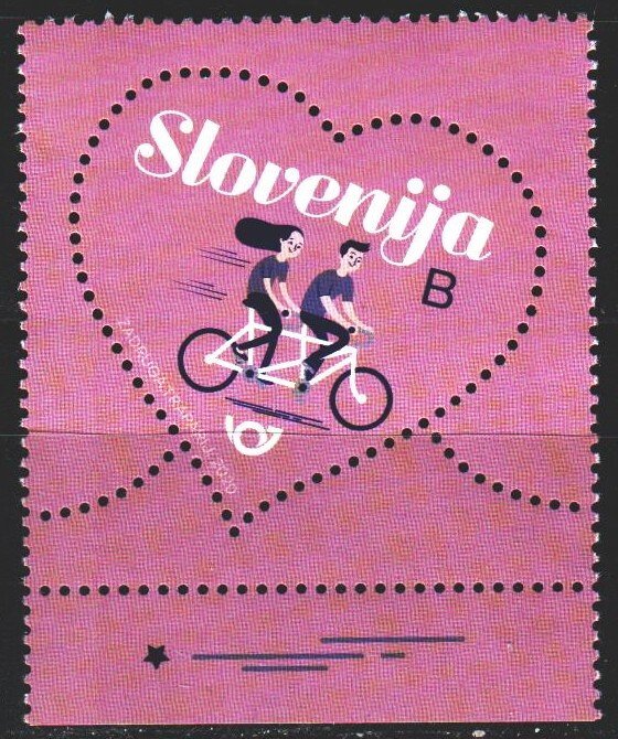 Slovenia. 2020. 1402. Valentine's day, heart, bike. MNH.