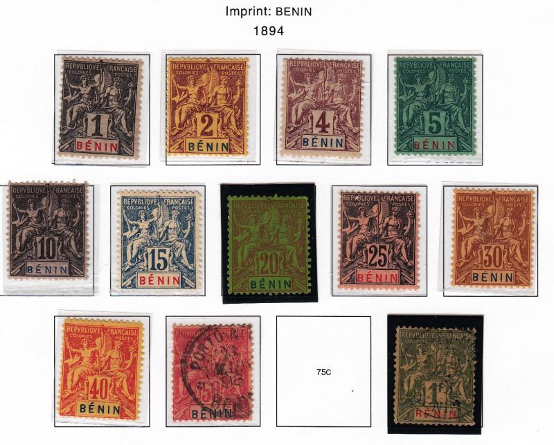 French Colonies, Benin #33-45 less #44, mixed used/unused