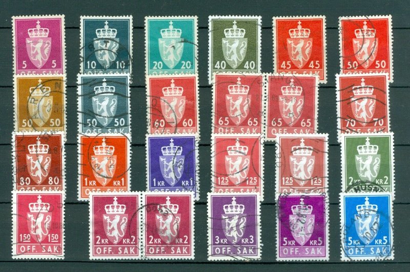 Norway. Lot 22 Different Off. Sak. Official Stamps,Cancel 1960-1980is.