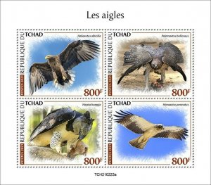 Chad 2021 MNH Birds of Prey on Stamps Eagles White-Tailed Eagle Raptors 4v M/S