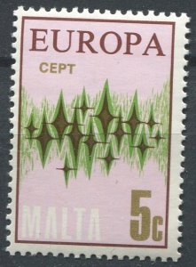 Malta Sc#452 MNH, 5c pnk & multi, Europa (C.E.P.T.) 1972 - Stars (1972)